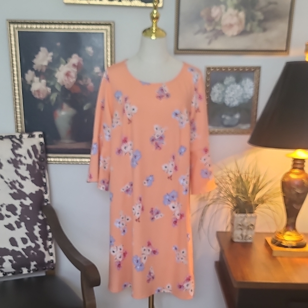 Lane Bryant Peach Floral Swing Dress
